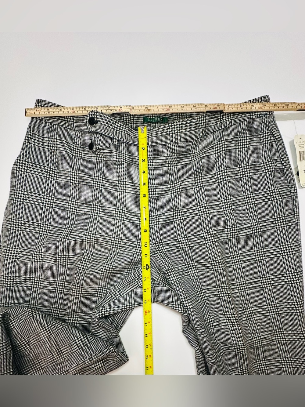 Lauren Ralph Lauren Black Ivory Glen Plaid Wide Leg Trousers 22W Lavender Accent - Picture 4 of 13